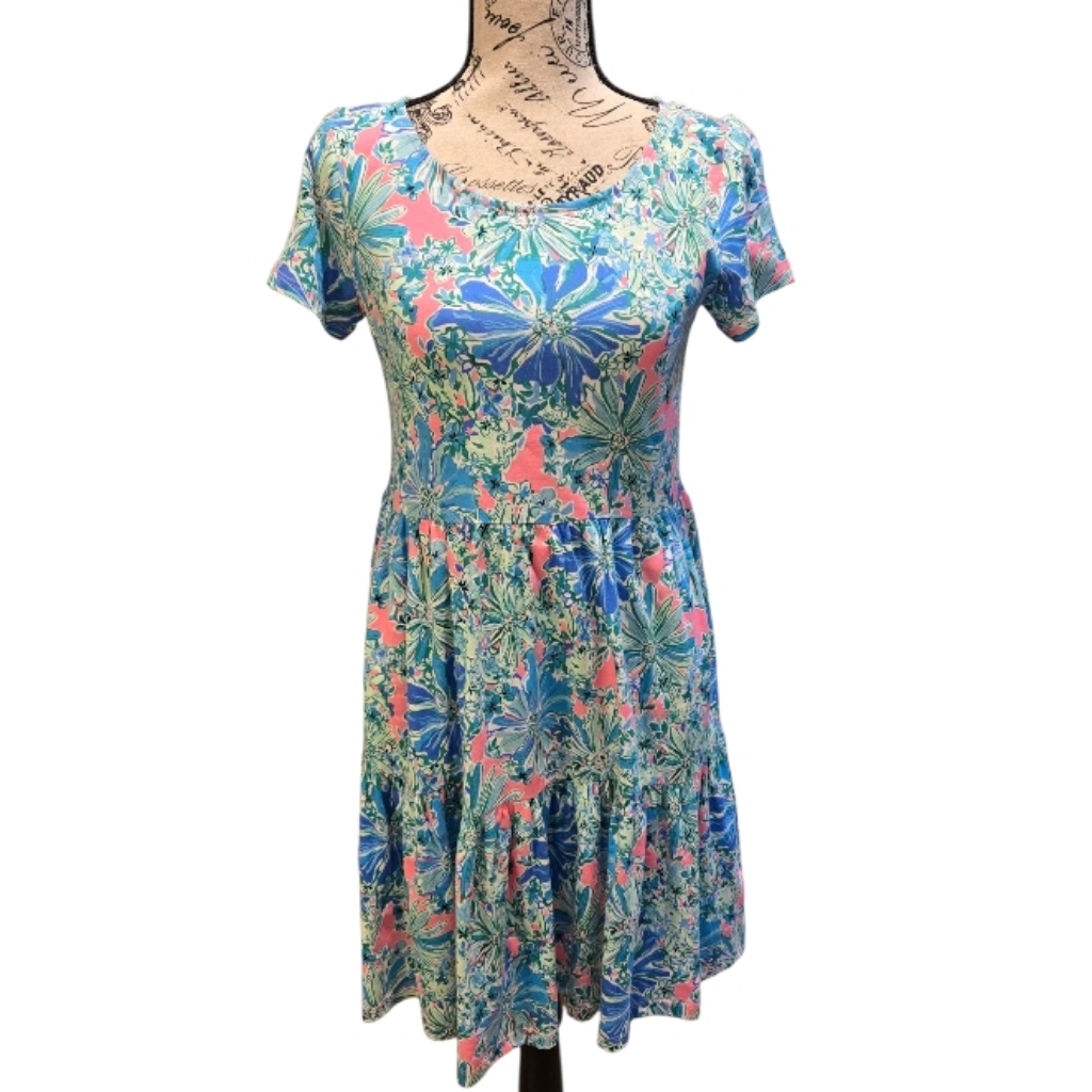Nwt Lilly Pulitzer Geanna Blue And Pink Floral Mini Dress